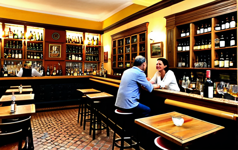 Casa Morales Interior Scene**
"The bustling interior of Casa Morales, a traditional tapas bar in Seville. Patrons are fully clothed and enjoying tapas and drinks at the bar and tables. Walls are adorned with old tiles and stacked wine barrels. Safe for work, appropriate content, fully clothed, professional setting, perfect anatomy, natural proportions, high quality, warm lighting, family-friendly."
**